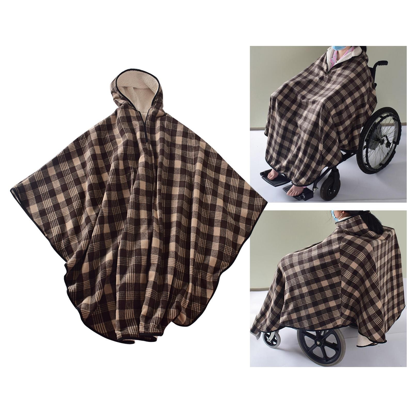Wheelchair Poncho Warm Wearable Soft Hooded Blanket for The Aged Cozy Gifts