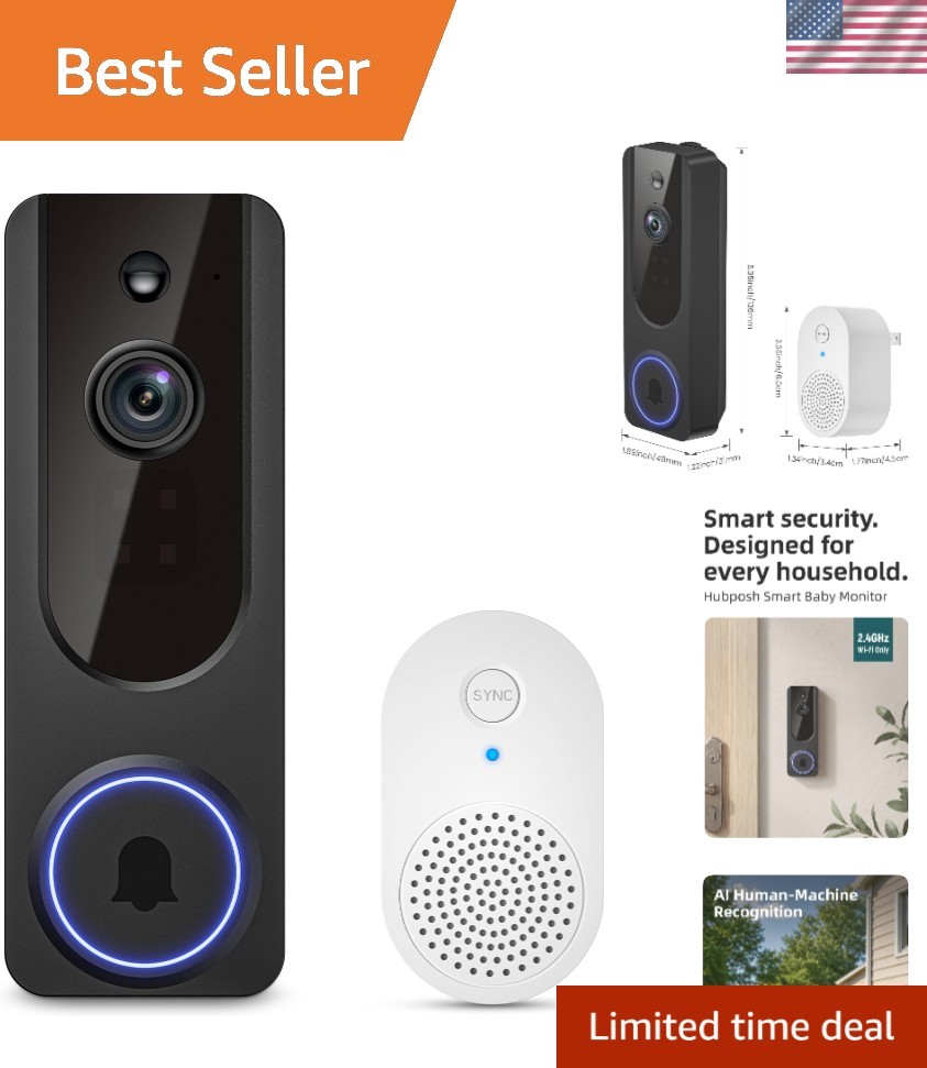 Battery Powered 1080P Doorbell Camera with Night Vision and Cloud Storage