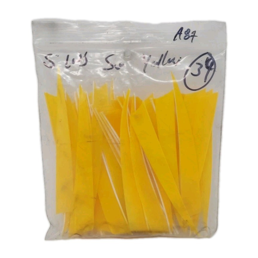 34 Count Archery Arrow Feathers 5" Left Wing Shield: Sun Yellow