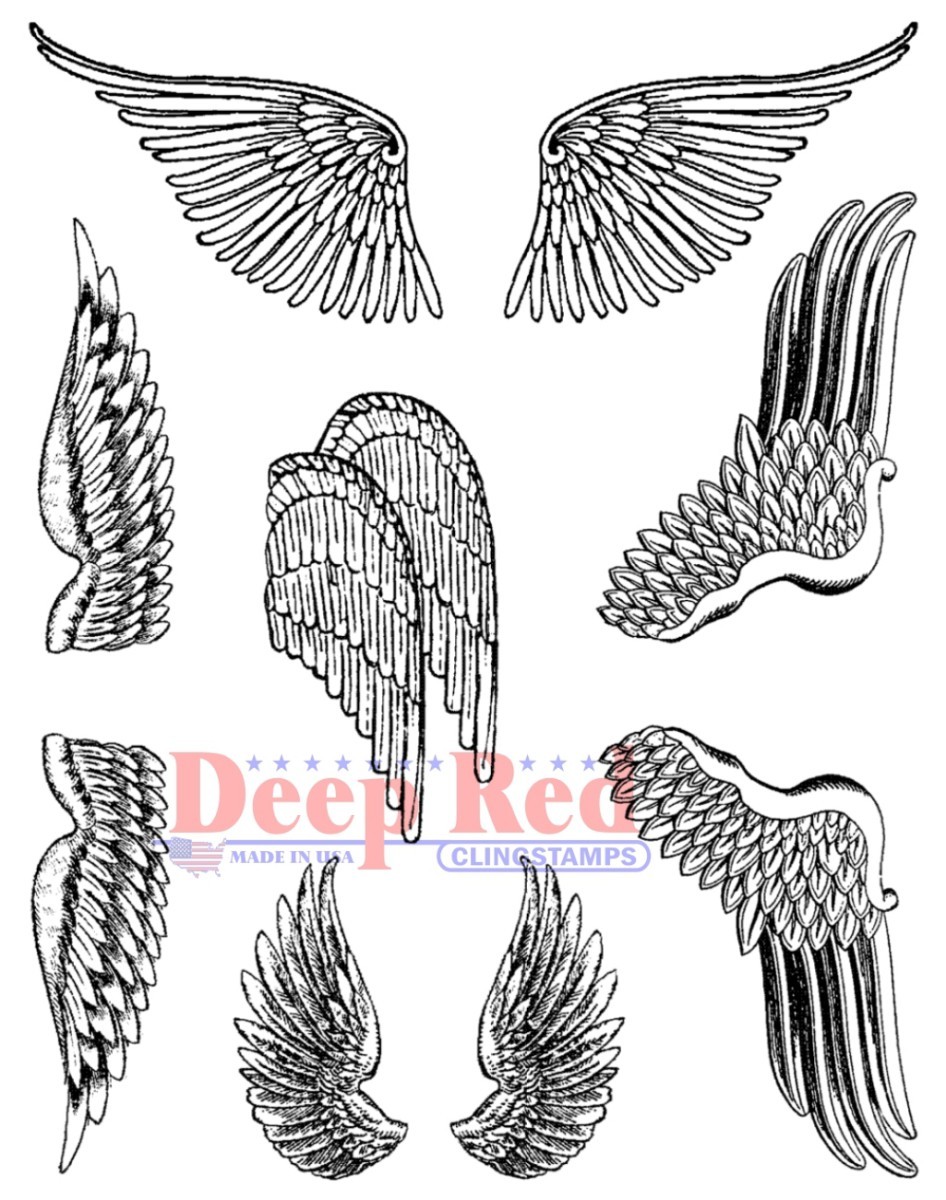 Deep Red Stamps Wings Rubber Cling Stamp