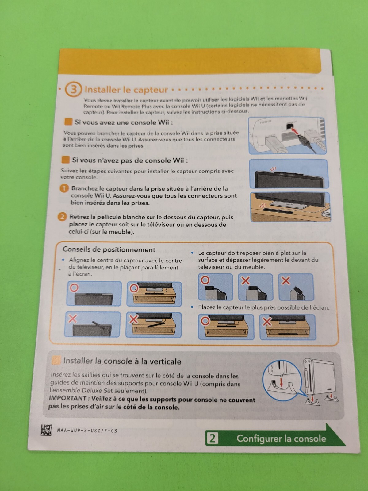 Wii U Quick Start Guide Insert French/Spanish