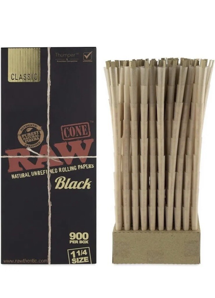 raw BLACK 1 1/4 size pre rolled cone+RAW cone wallet case