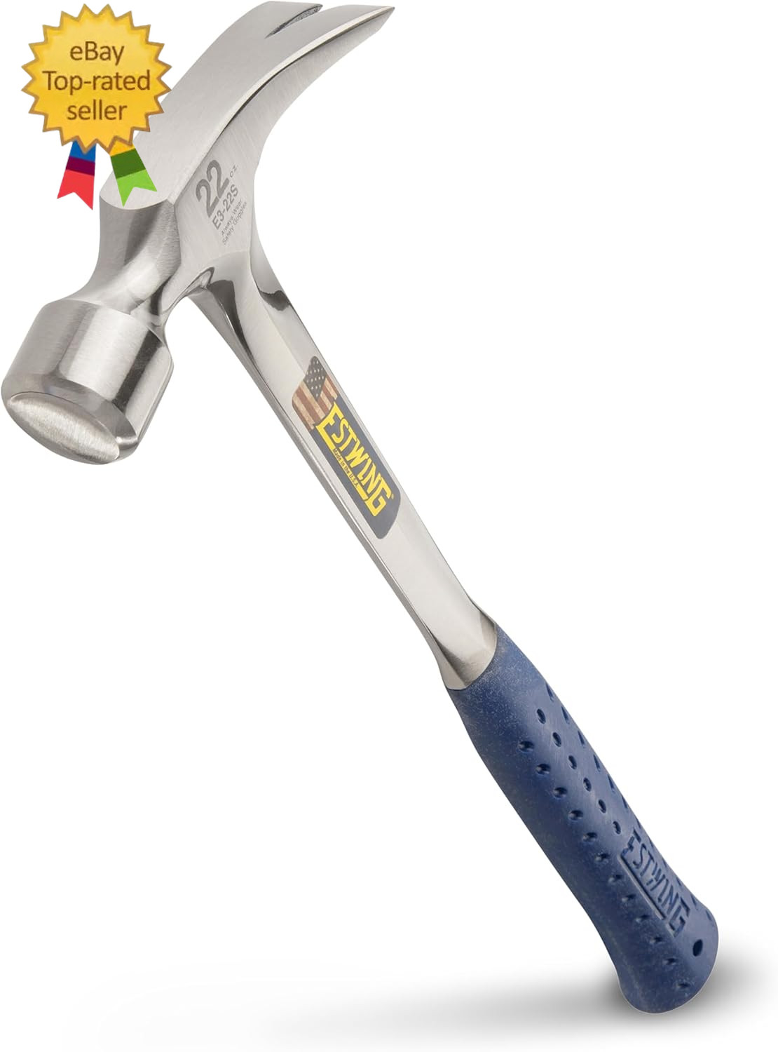 Framing Hammer - 22 Oz USA Made Long Handle Straight Rip Claw Hammer with Smooth