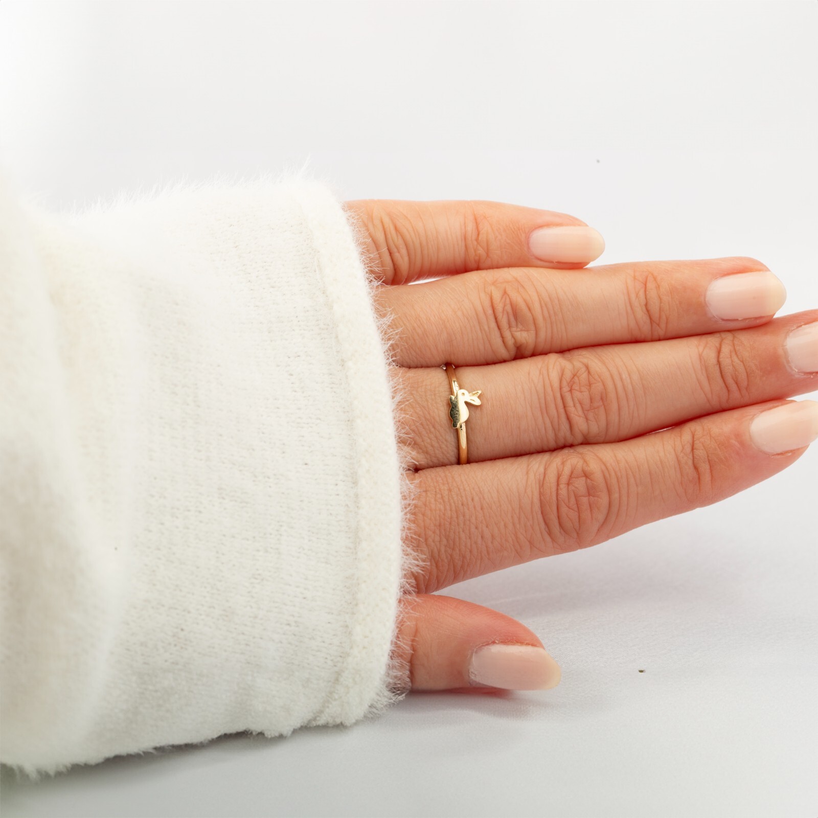 14K Solid Gold Rabbit Ring