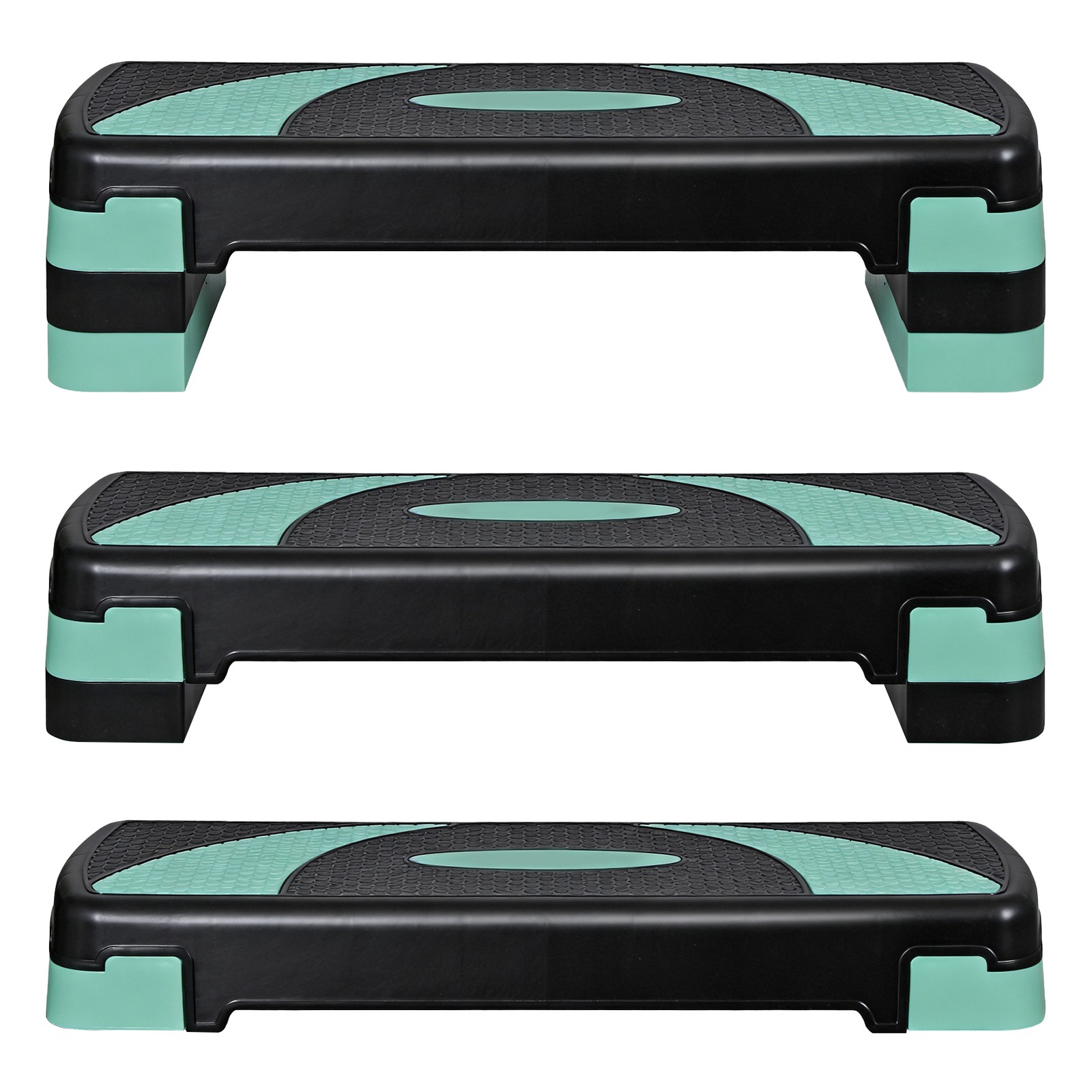 Adjustable Aerobic Stepper Workout Step with 4 Risers Exercise Platform Green