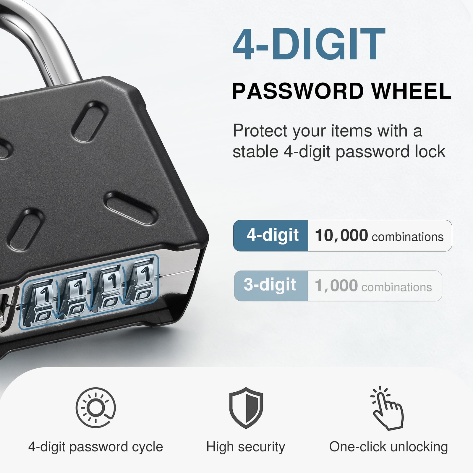 Puroma Combination Lock Heavy Duty Outdoor Padlock, Security Customizable 4