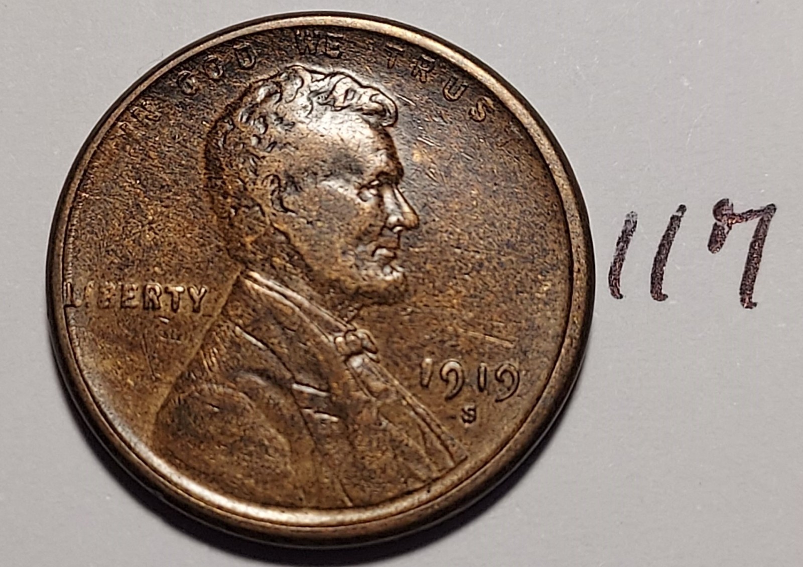 1919-S Lincoln Wheat Cent    VF  Very Fine     #117