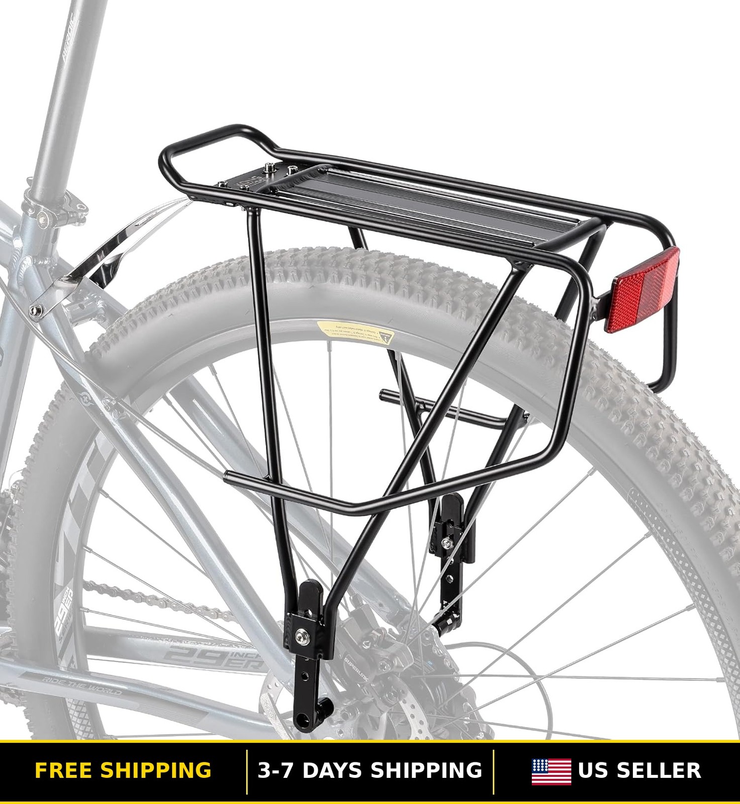 Adjustable Large Capacity Rear Bike Rack for Disc & Non-Disc Brakes