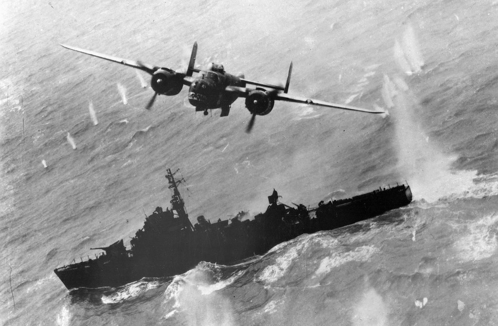 WW2 Photo, B-25 Mitchell Attacks IJN Destroyer WWII World War Two Japanese Navy