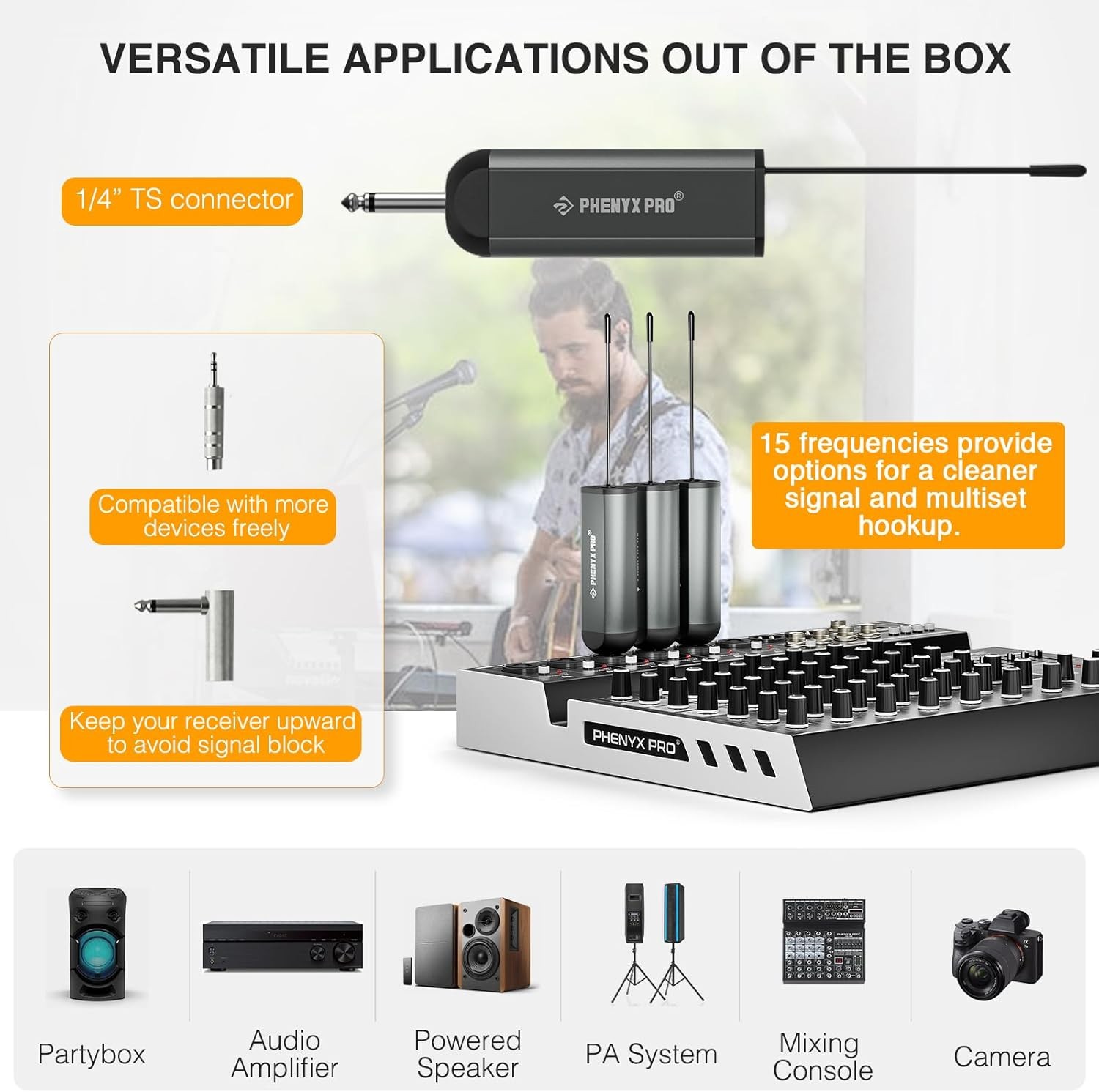 Phenyx Pro Single Digital Wireless Microphone System, w/Mini Receiver, Bodypack