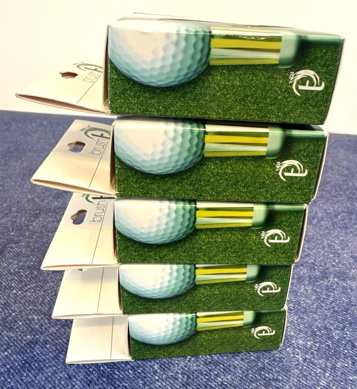 5 Packages ~ Brush T~ Driver ~ Golf Tees ~ 3 Tees Per Pack ~ New Old Stock