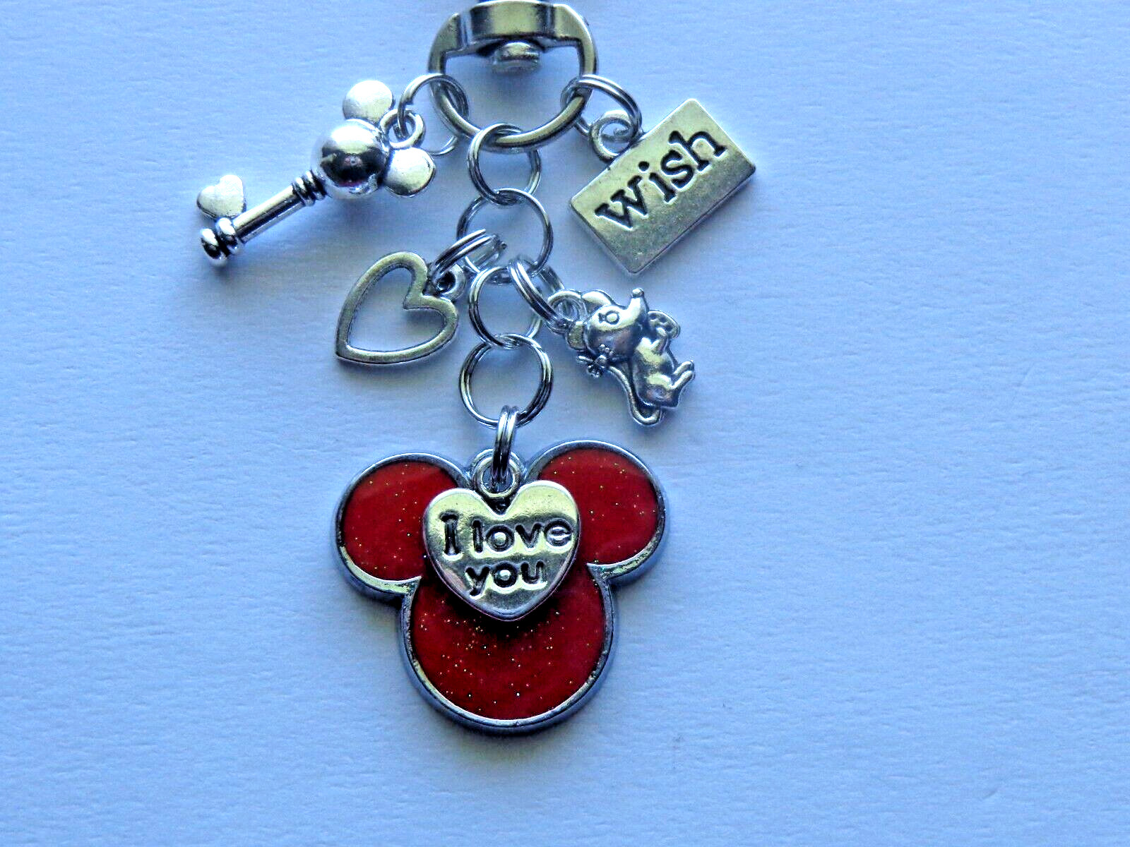 DISNEY WORLD MINNIE MICKEY MOUSE WISH LOVE KEY CHAIN CLIP FOR PURSE BAG CHARM