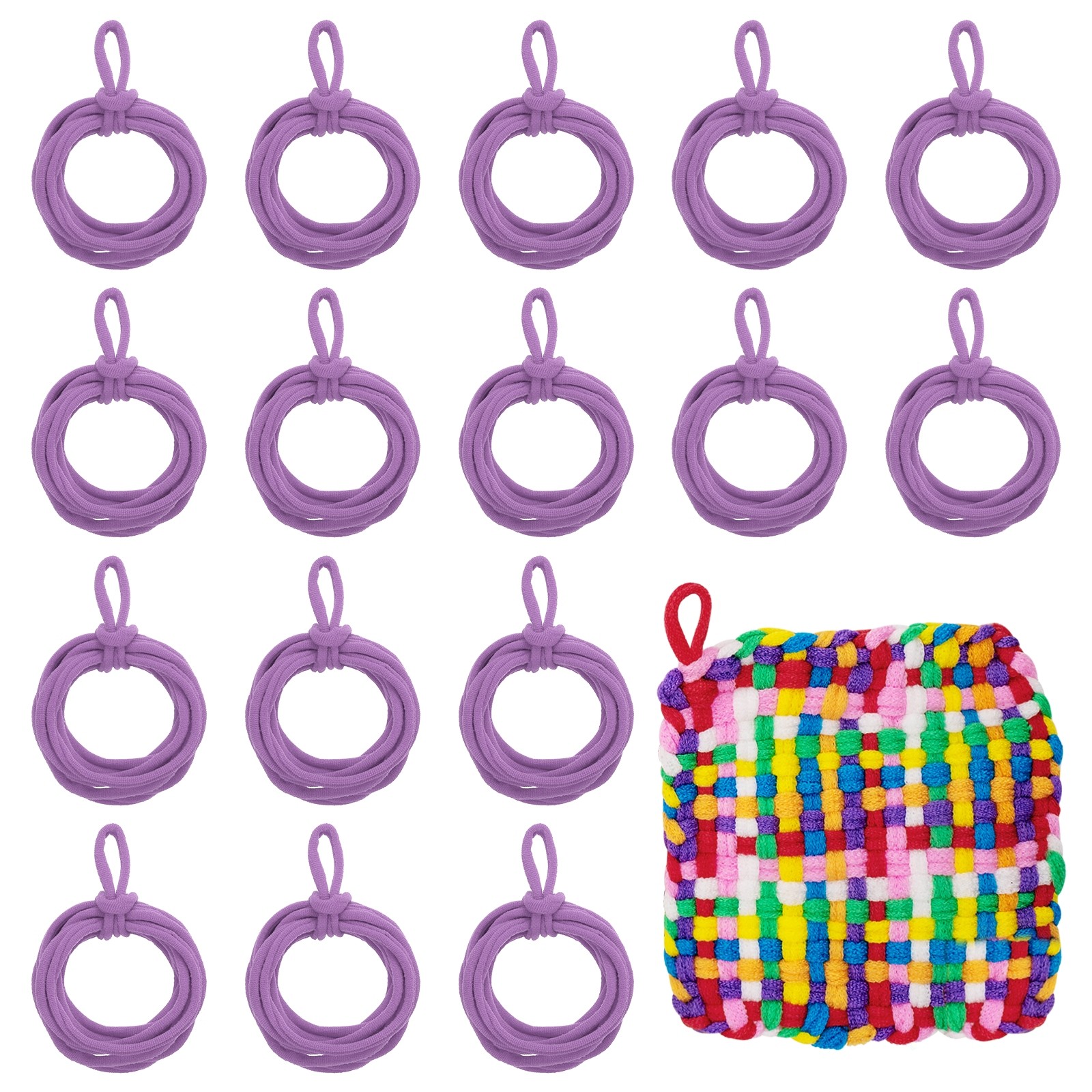 100 Pcs Potholder Loom Refill Loops, Elastic Potholder Weaving Loops, Purple