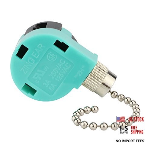 Ceiling Fan Switch 3 Speed 4 Wire Zing Ear ZE 268S6 Pull ZE-268S6 Nickle 1Pack