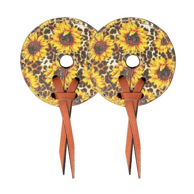 BIT GUARDS Leather SUNFLOWER & CHEETAH Print 3" Wide with Leather Strap Closure