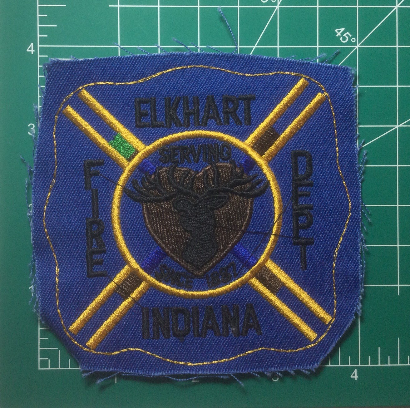 Elkhart (Indiana) Fire Maltese Cross Patch  - but in unusual design proof colors