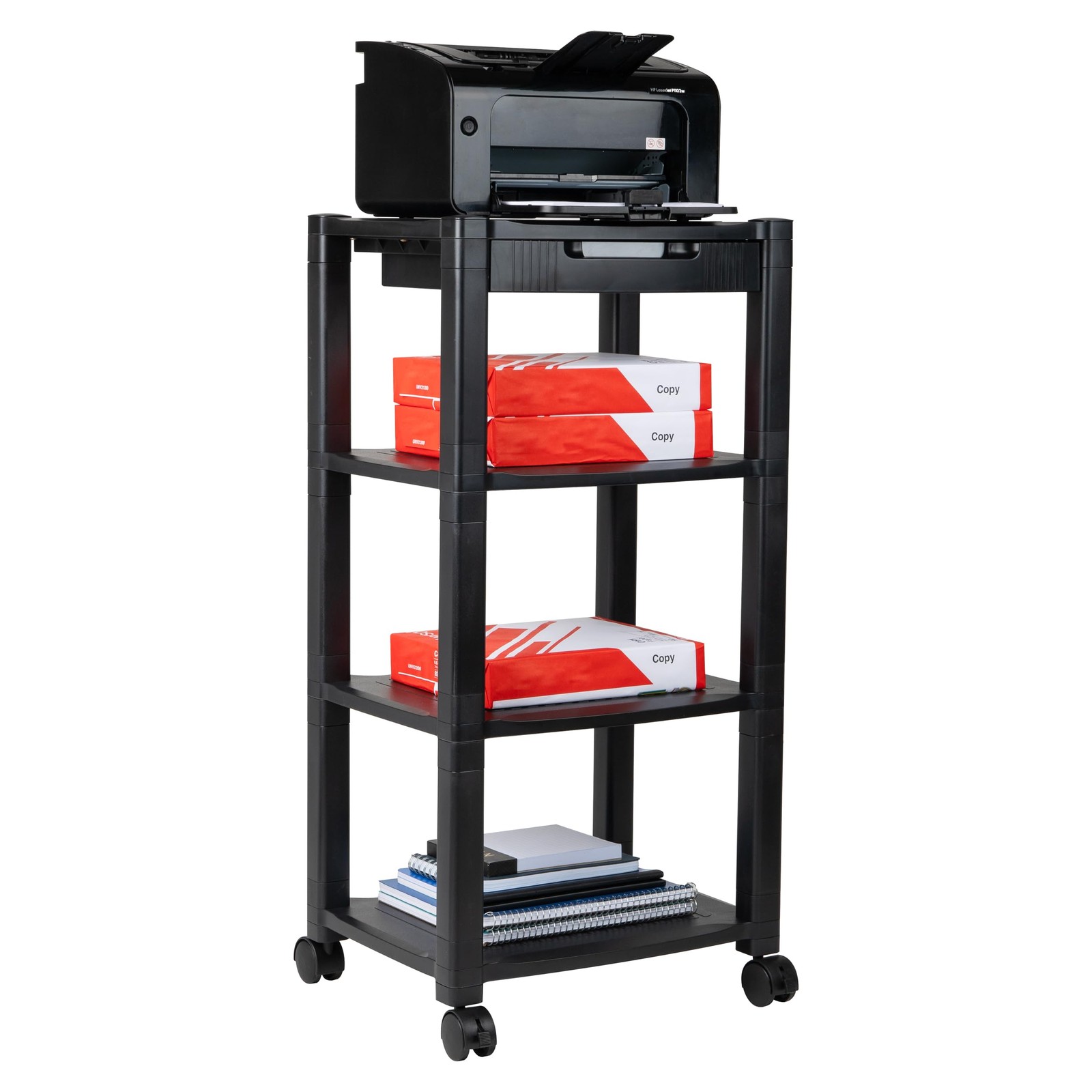 Mind Reader Printer Cart Desk Storage, Office, 17.25 L x13.5 W x 34.75 H, 4-Tier
