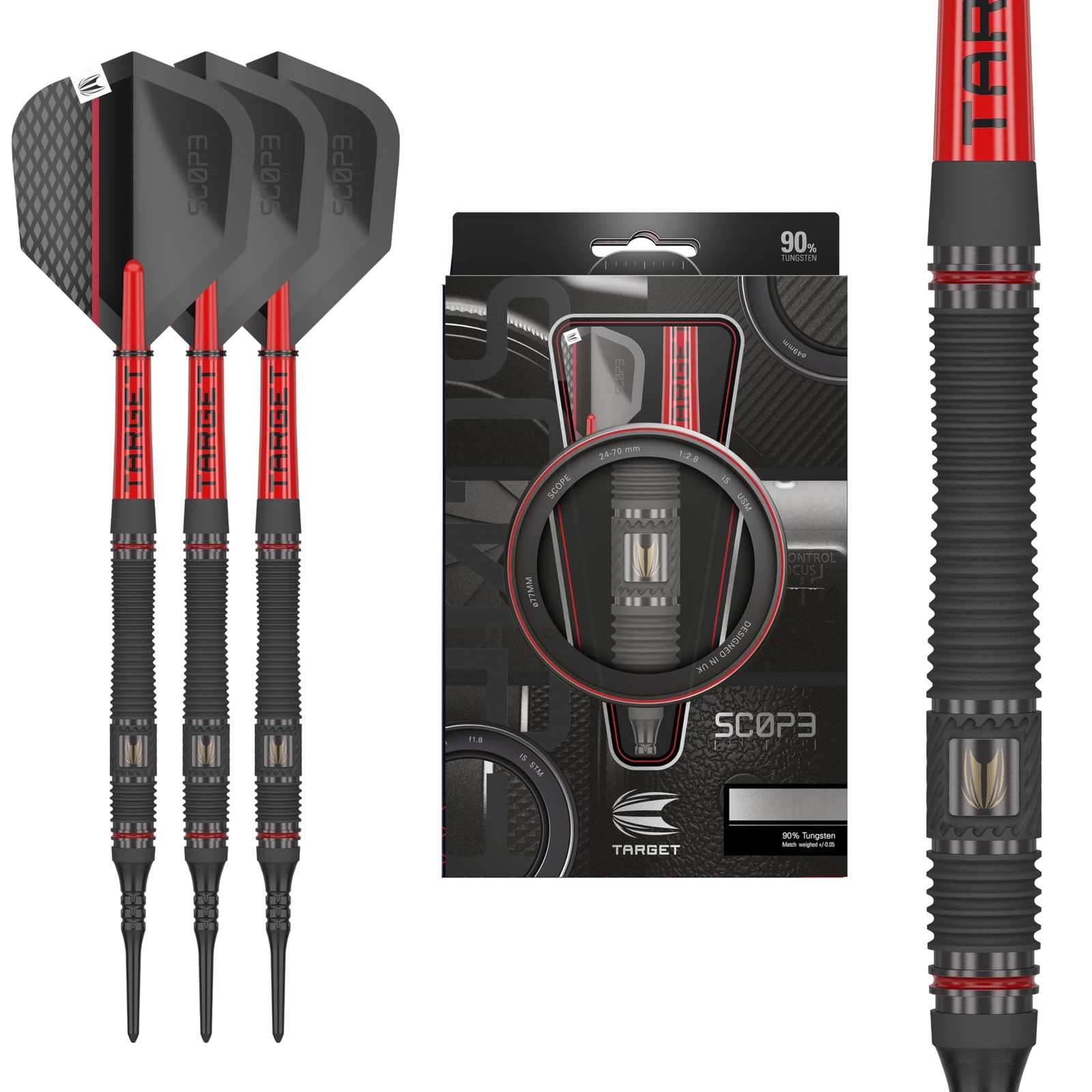 Target Darts Scope Soft Tip Darts 90 Tungsten Dart Set Barrel Red Darts Darts