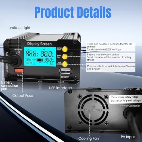 400W Boost MPPT Solar Charge Controller LCD Solar Panel Regulator LCD-400W