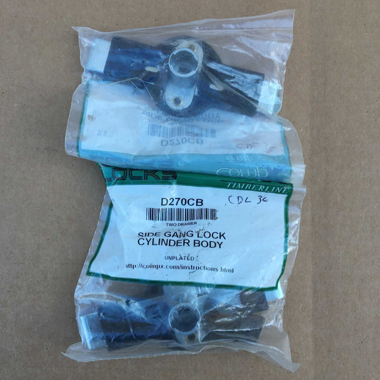 CompX Timberline Stock Locks Two Drawer Side Gang Lock D270CB (2 PK)
