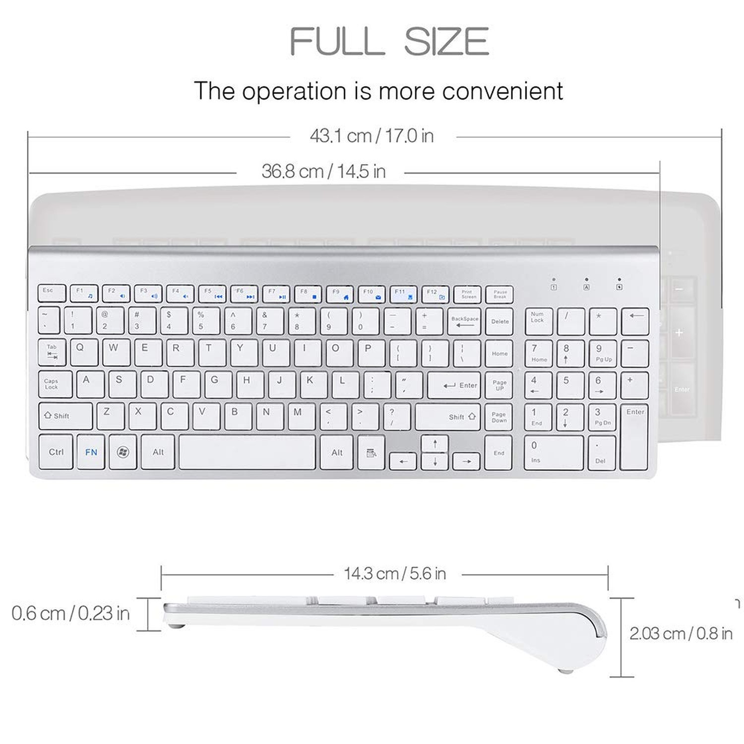 Wireless Keyboard and Mouse Combo with USB C & USB A Receiver-Full Size Type ...