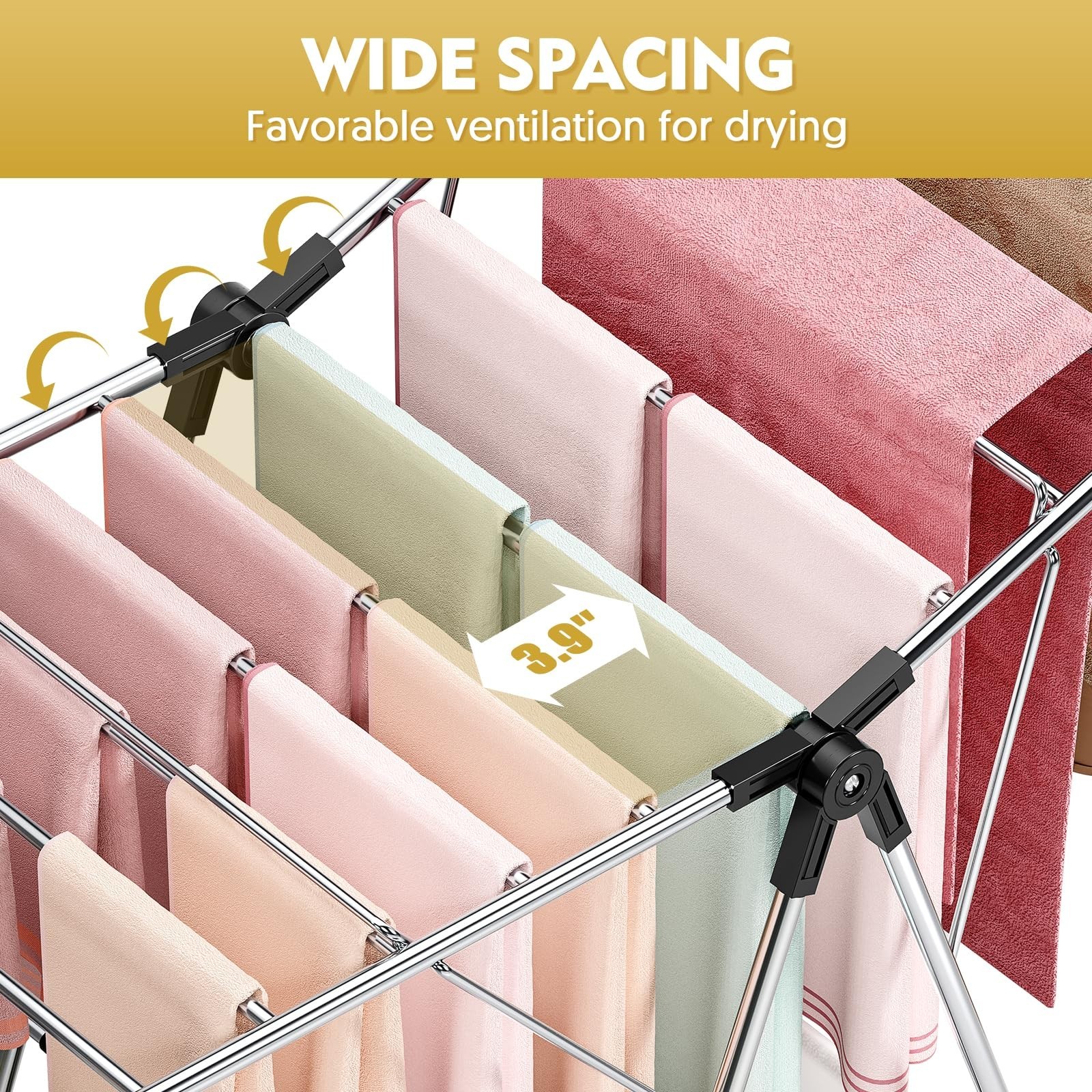 APEXCHASER Clothes Drying Rack, Drying Rack Clothing with Height-Adjustable, ...