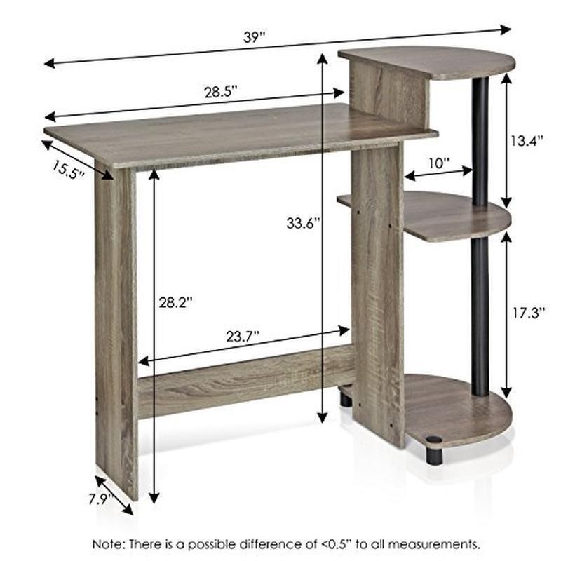 Compact Computer Desk W/ Side Shelves Durable Materials Round Design Small Space