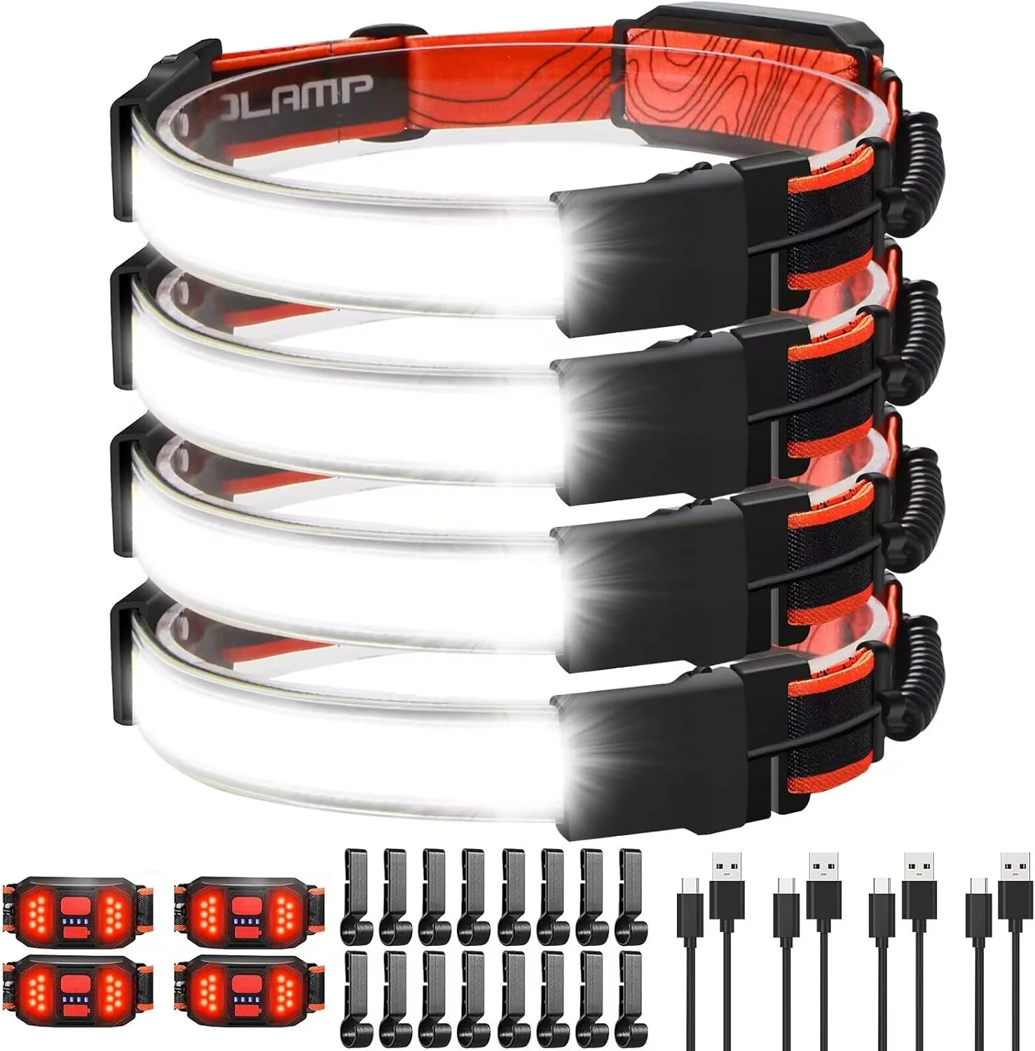 LED Headlamp Flashlight 4Packs, 1000lumens 230° Broadbeam Headlight, USB Recharg