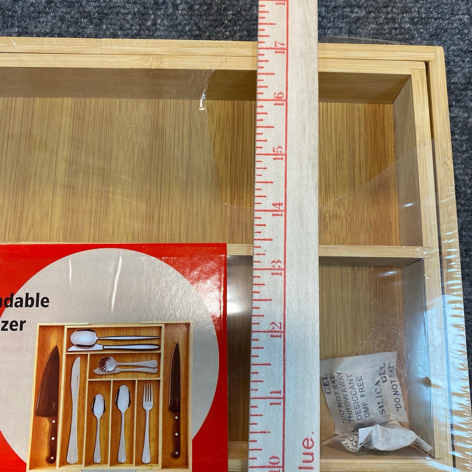 Koomade Bamboo Drawer Organizer Adjustable Kitchen Cutlery Tray Storage Box