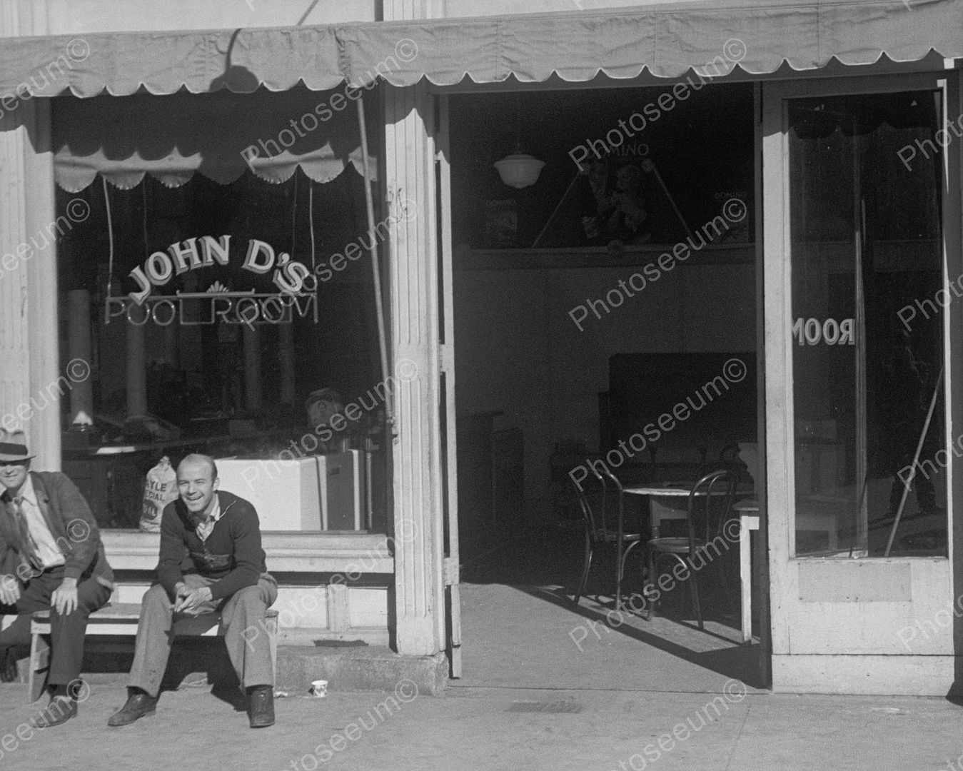 John Ds 1937 Pool Room   8" - 10" B&W Photo Reprint