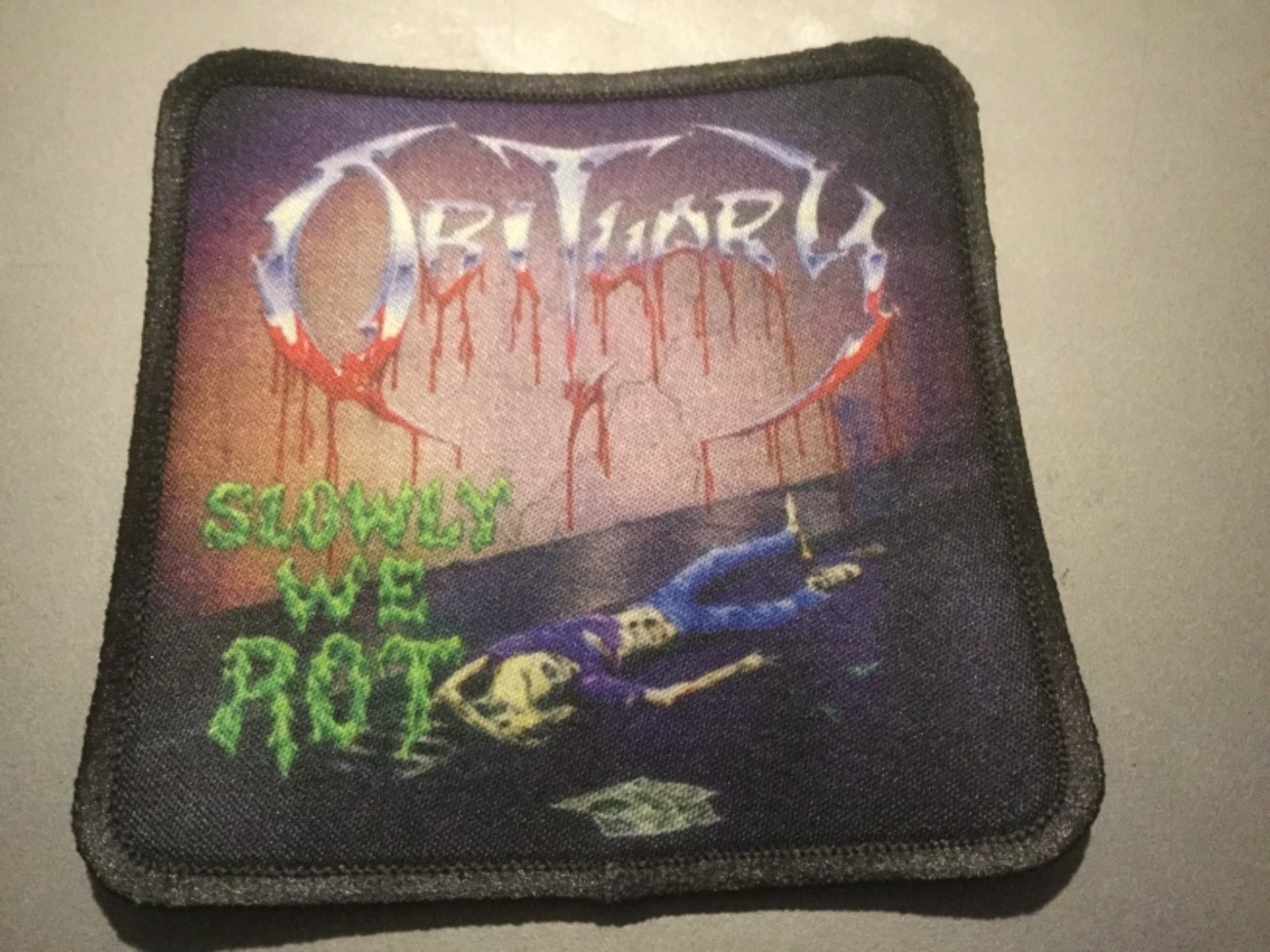 Obituary Slowly We Rot Sublimated Patch 3”x3” Album Cover Rock Metal