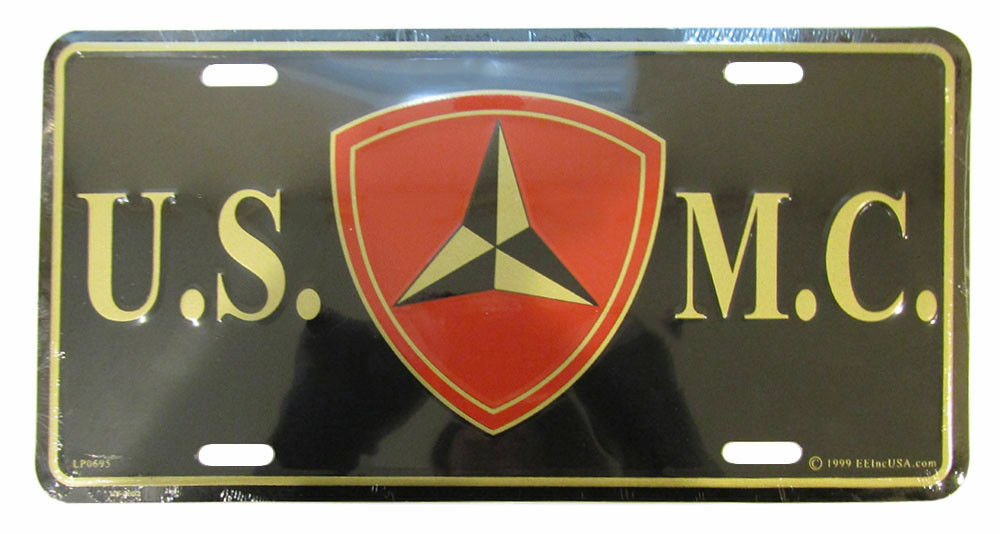 USMC 3rd Marine Division License Plate- Marine Corps Black Vehicle Plates- USA