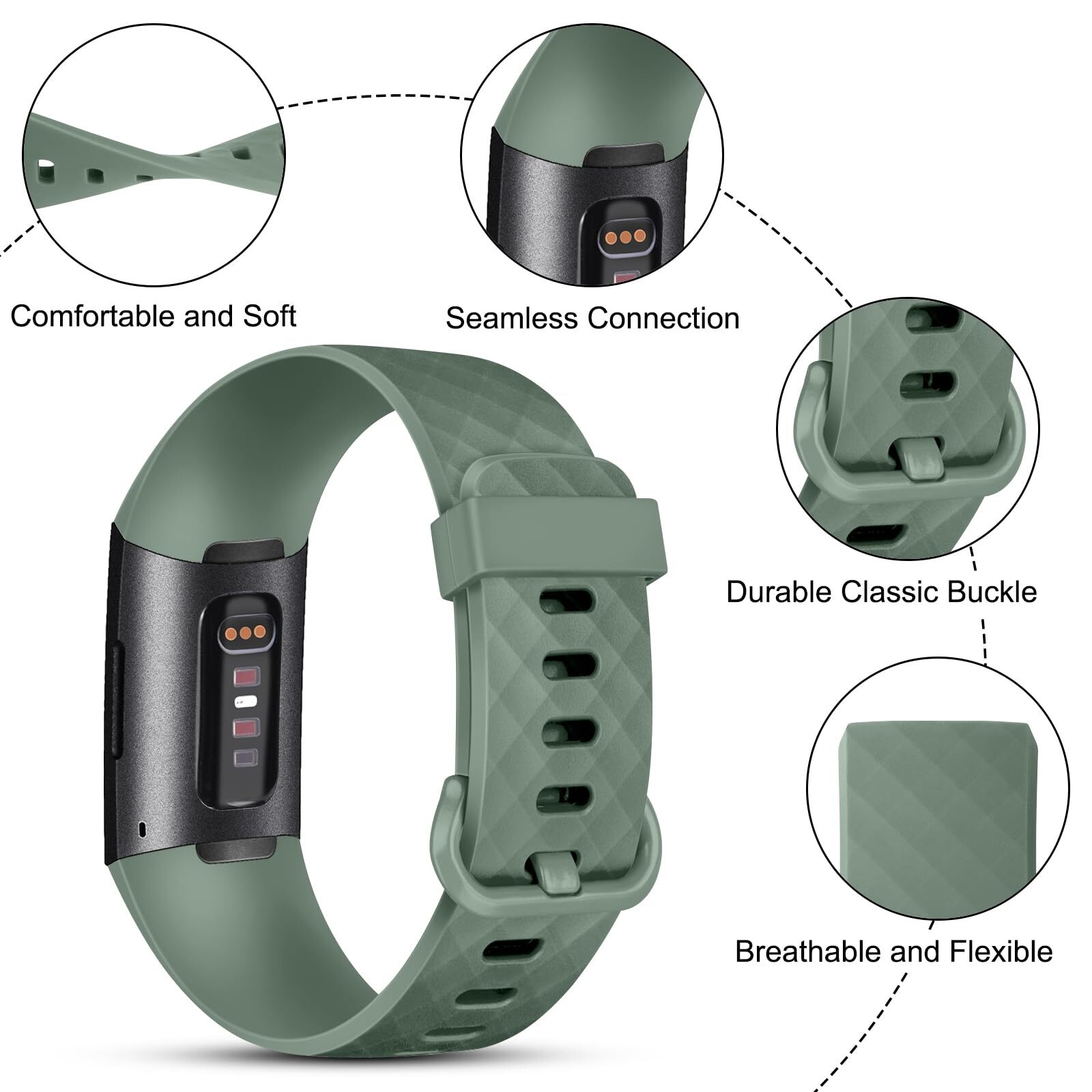 4 Pack Replacement Band for Fitbit Charge 3 4 SE Bracelet Watch Rate Fitness [L]