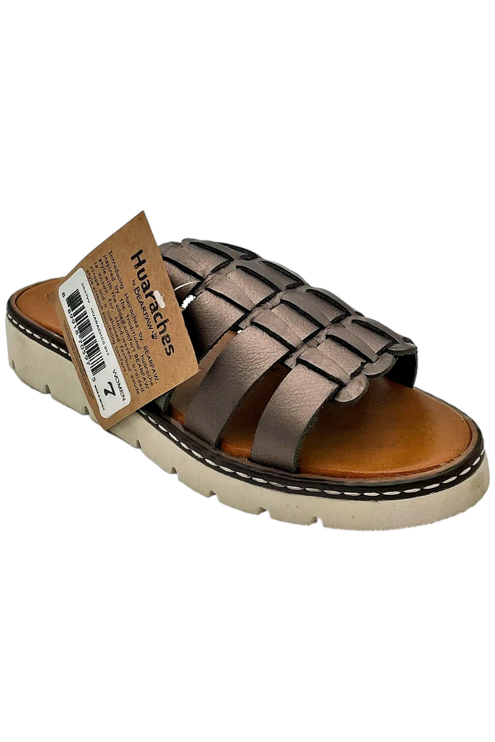 BEARPAW Vanessa Leather Huaraches Sandal Gunmetal