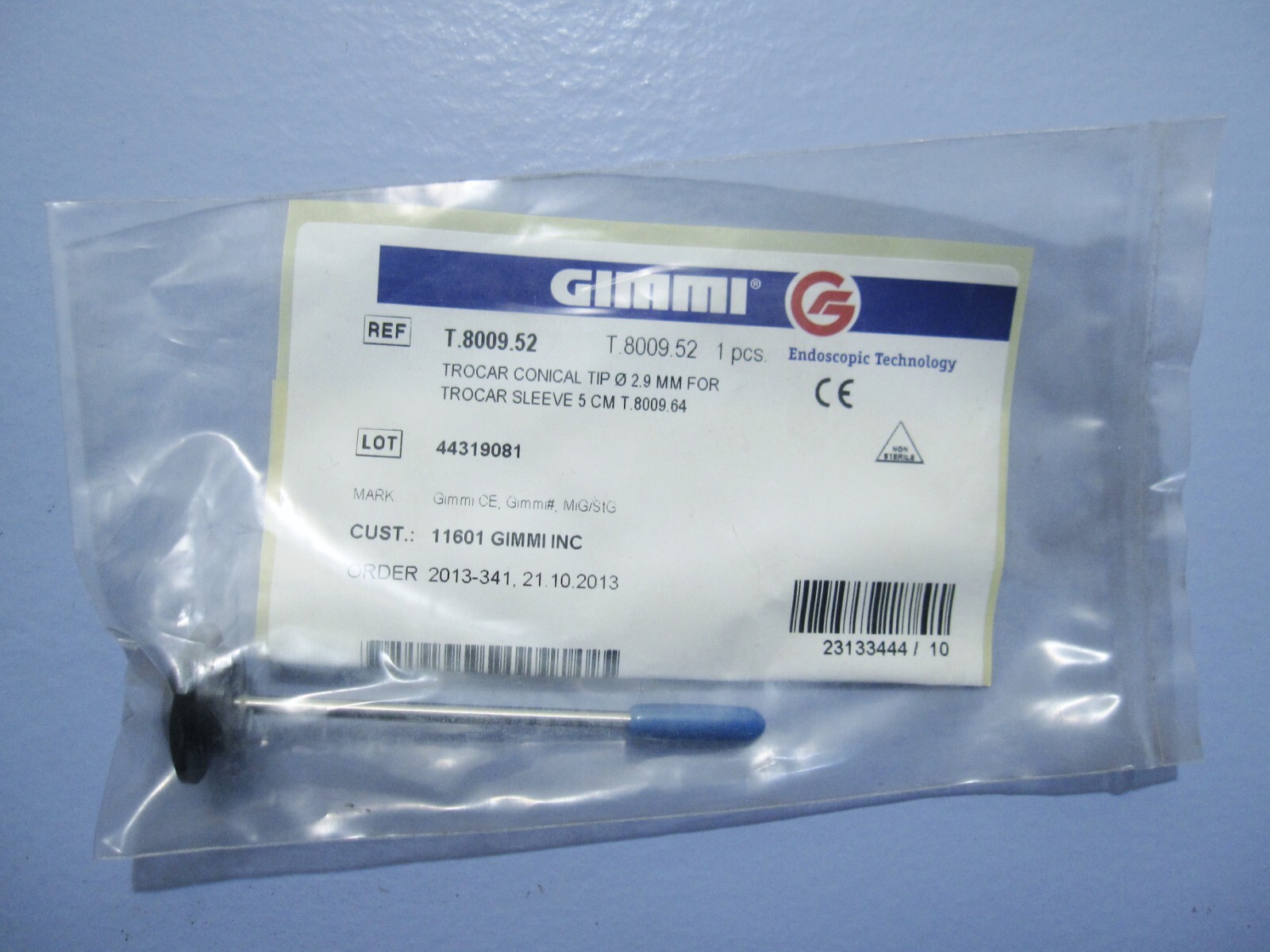 GIMMI T.8009.52 TROCAR CONICAL TIP 2.9 MM FOR TROCAR SLEEVE 5 CM