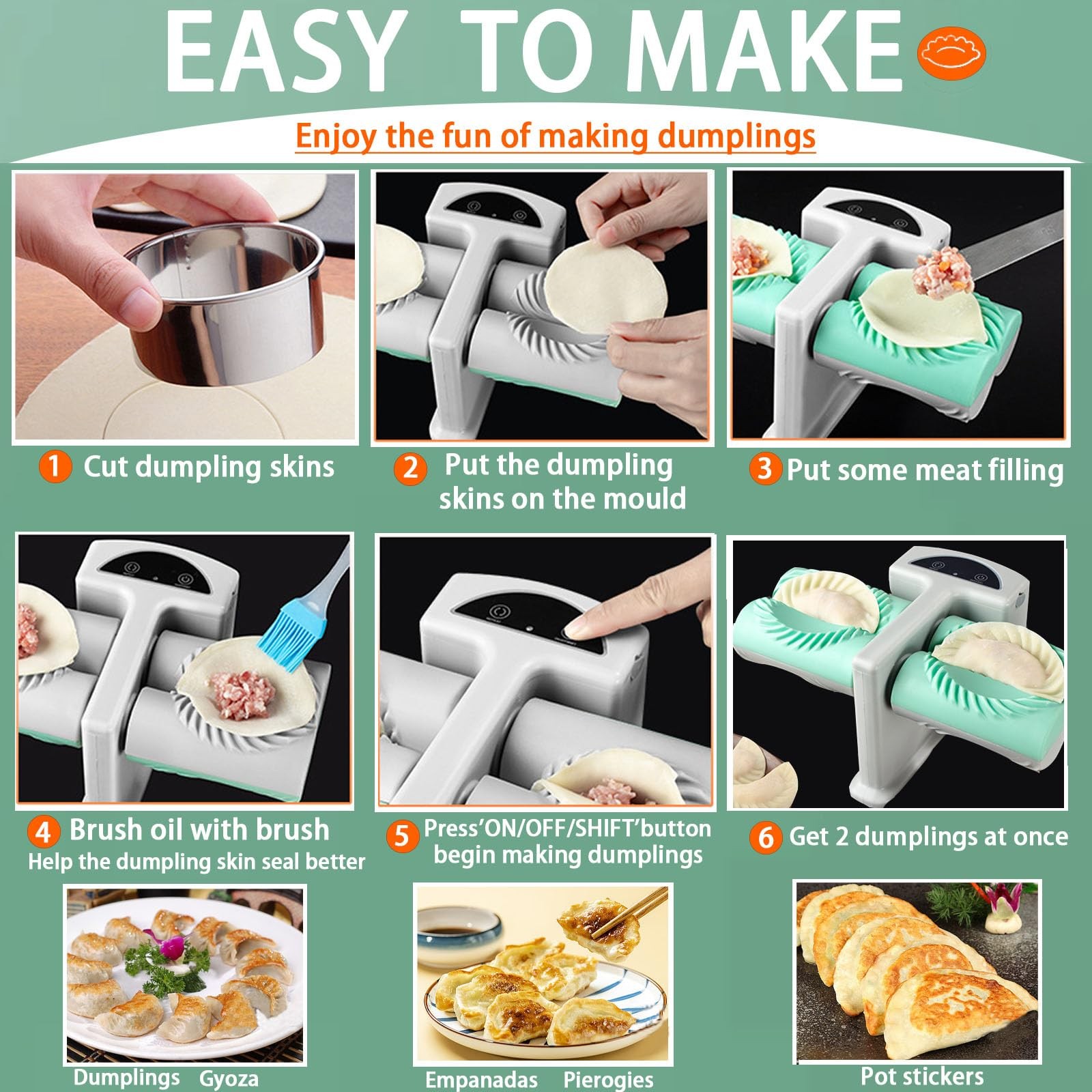 Electric Dumpling Maker Two Sizes Double Head Automatic Electric Dumpling Mak...