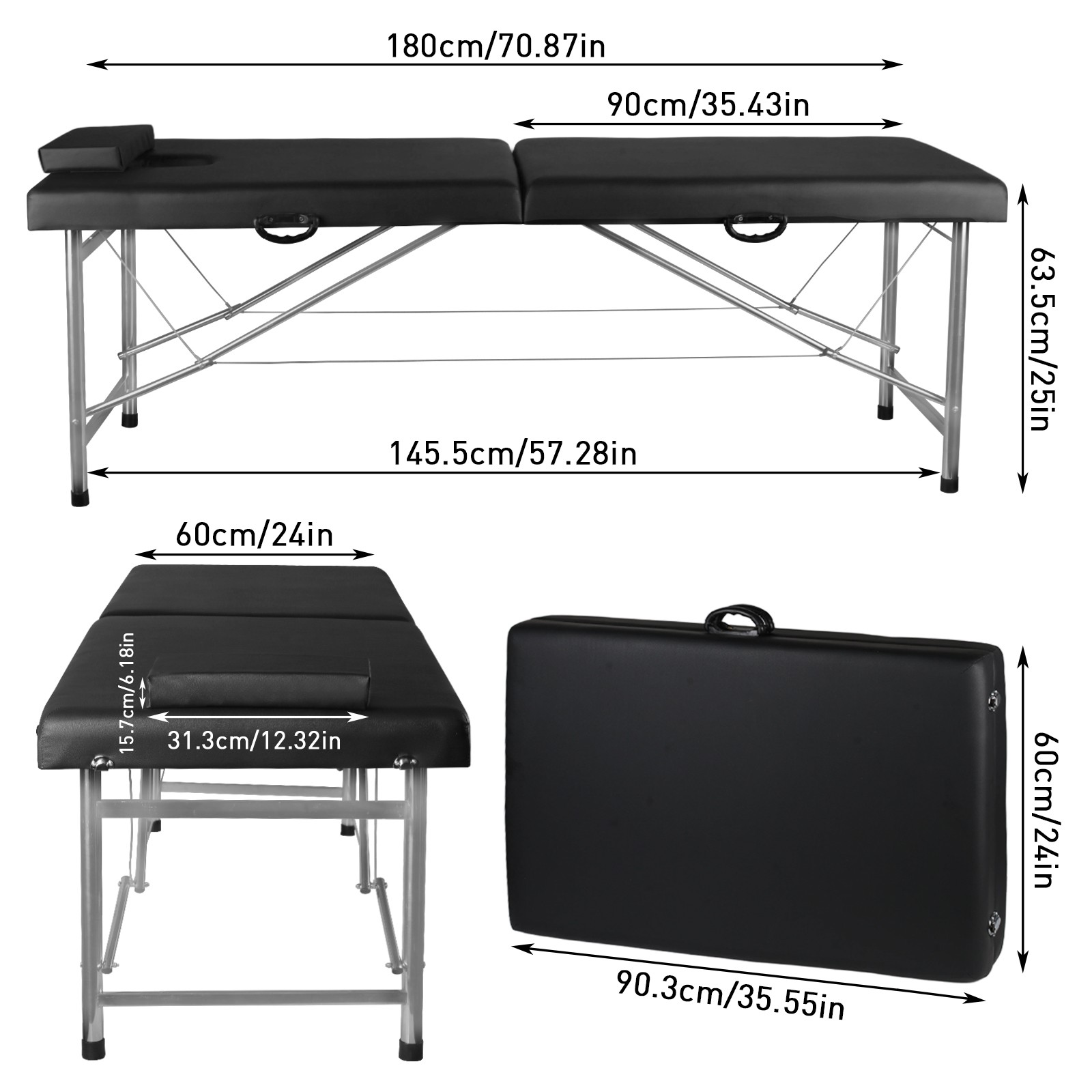 Professional Massage Table Massage Bed Spa Bed 180cm Long Portable 2 folding