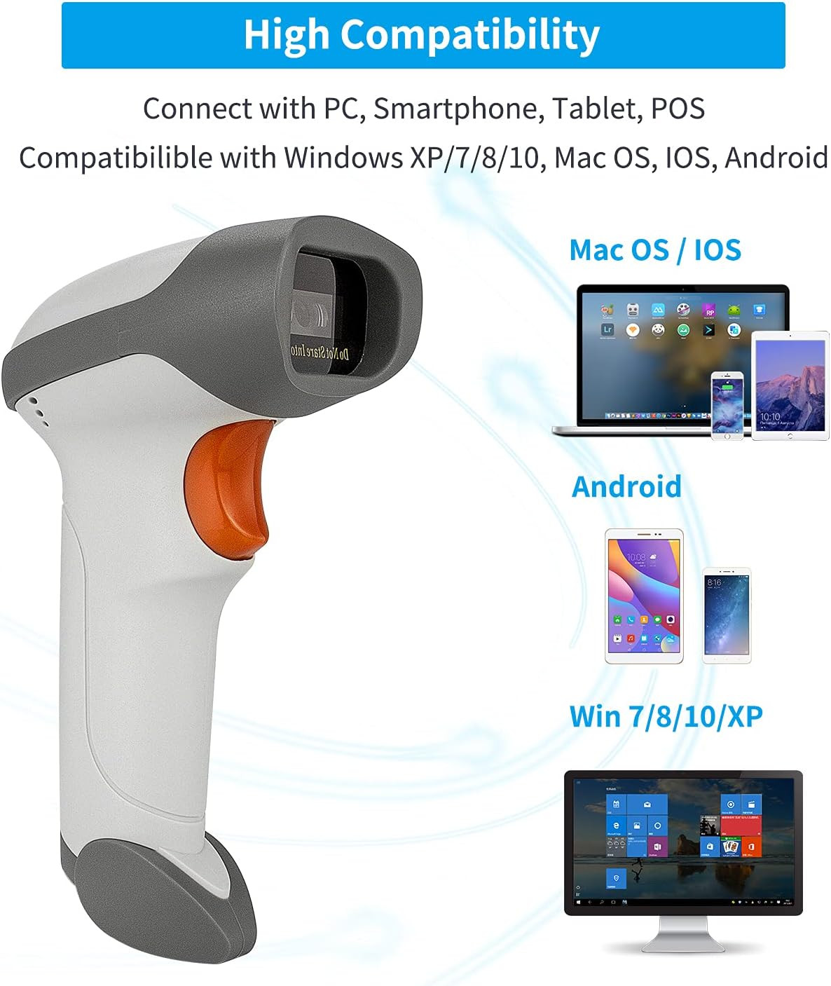 NetumScan Bluetooth 2D Barcode Scanner, 3 in 1 Automatic Wireless QR Barcode Rea