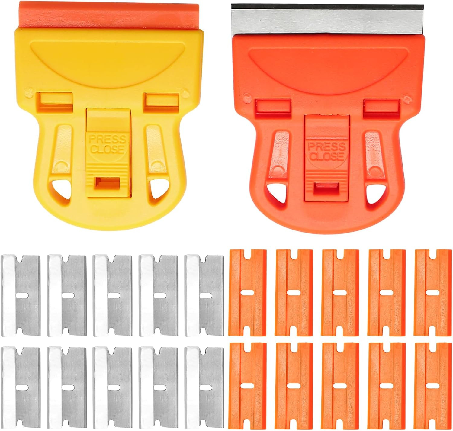 2 Sets Razor Blade Scrapers with Plastic Scraper Tool | Extra 10 Plastic Razor B