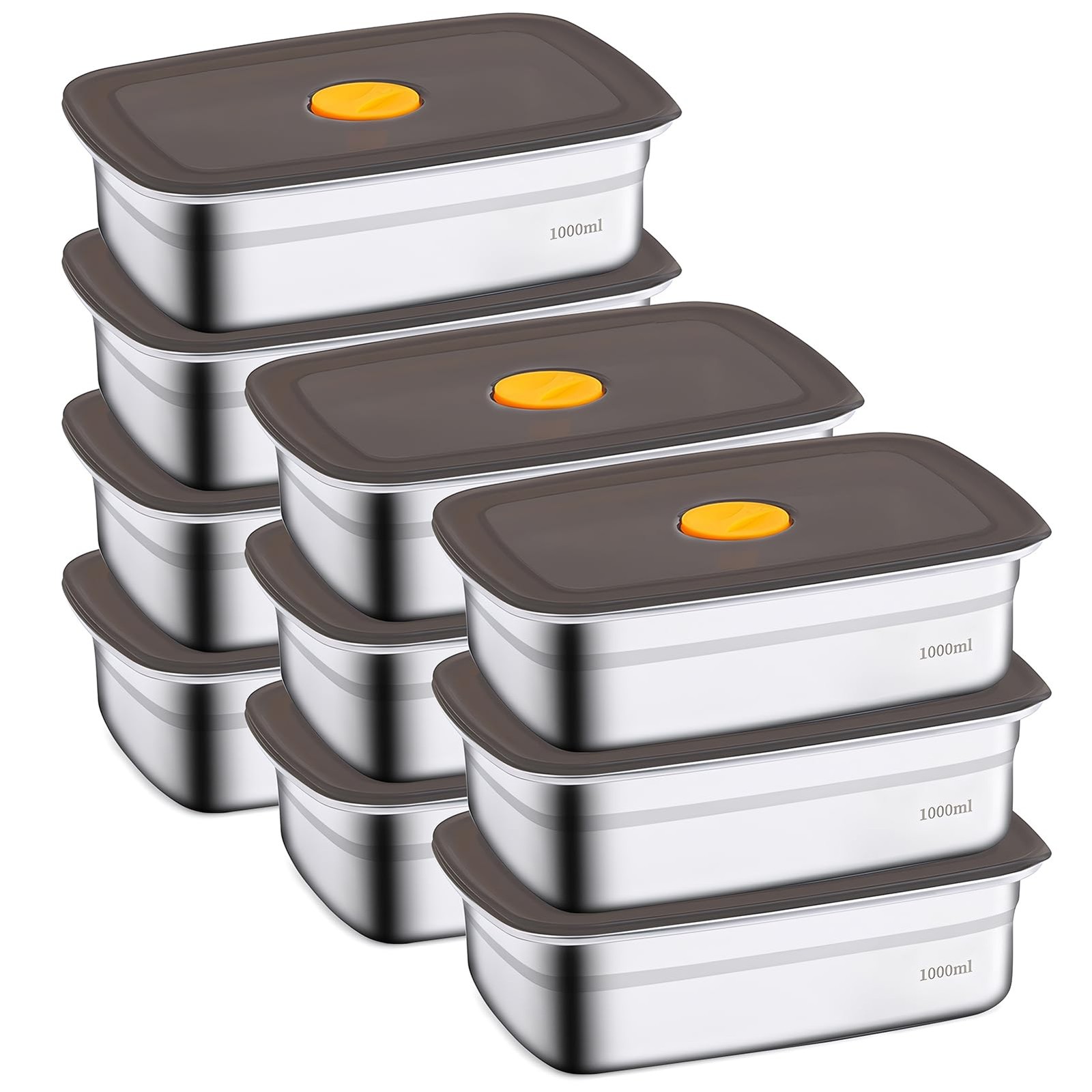 clamder 10 Pack Stainless Steel Food Storage Containers with Airtight Leak-Proof