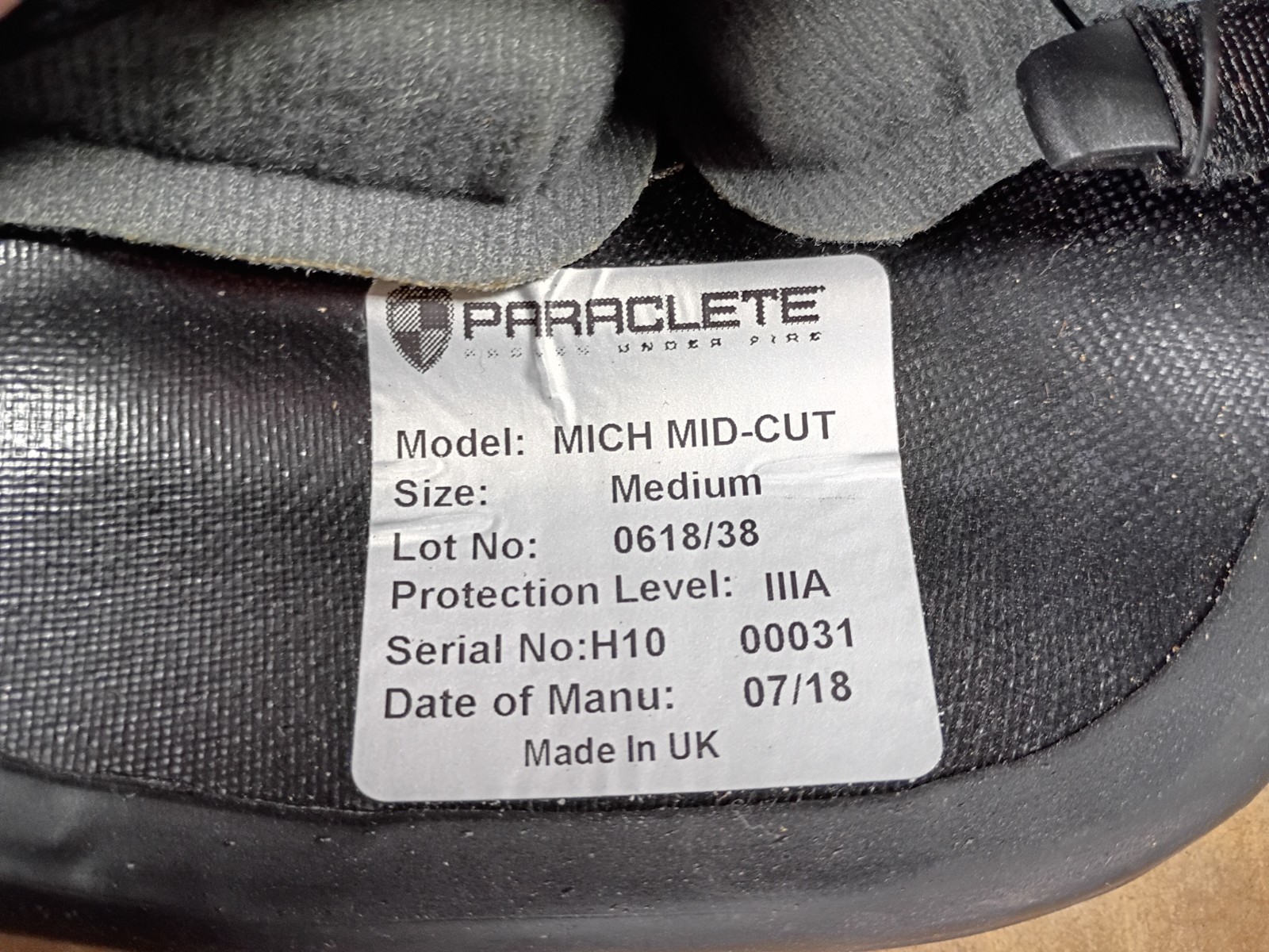 Paraclete MICH Mid-Cut IIIA Helmet Size Medium