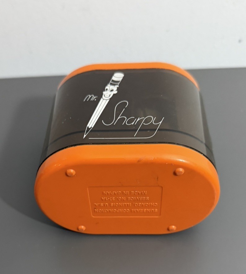 SUNBEAM Mr. Sharpy Battery Operated Pencil Sharpener Orange Tested Works