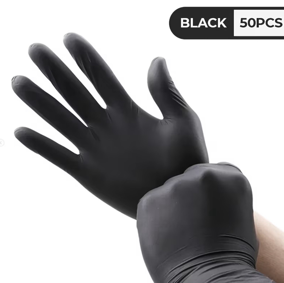 Black Nitrile Disposable Gloves Large LG 50 Count Powder Free Latex Free