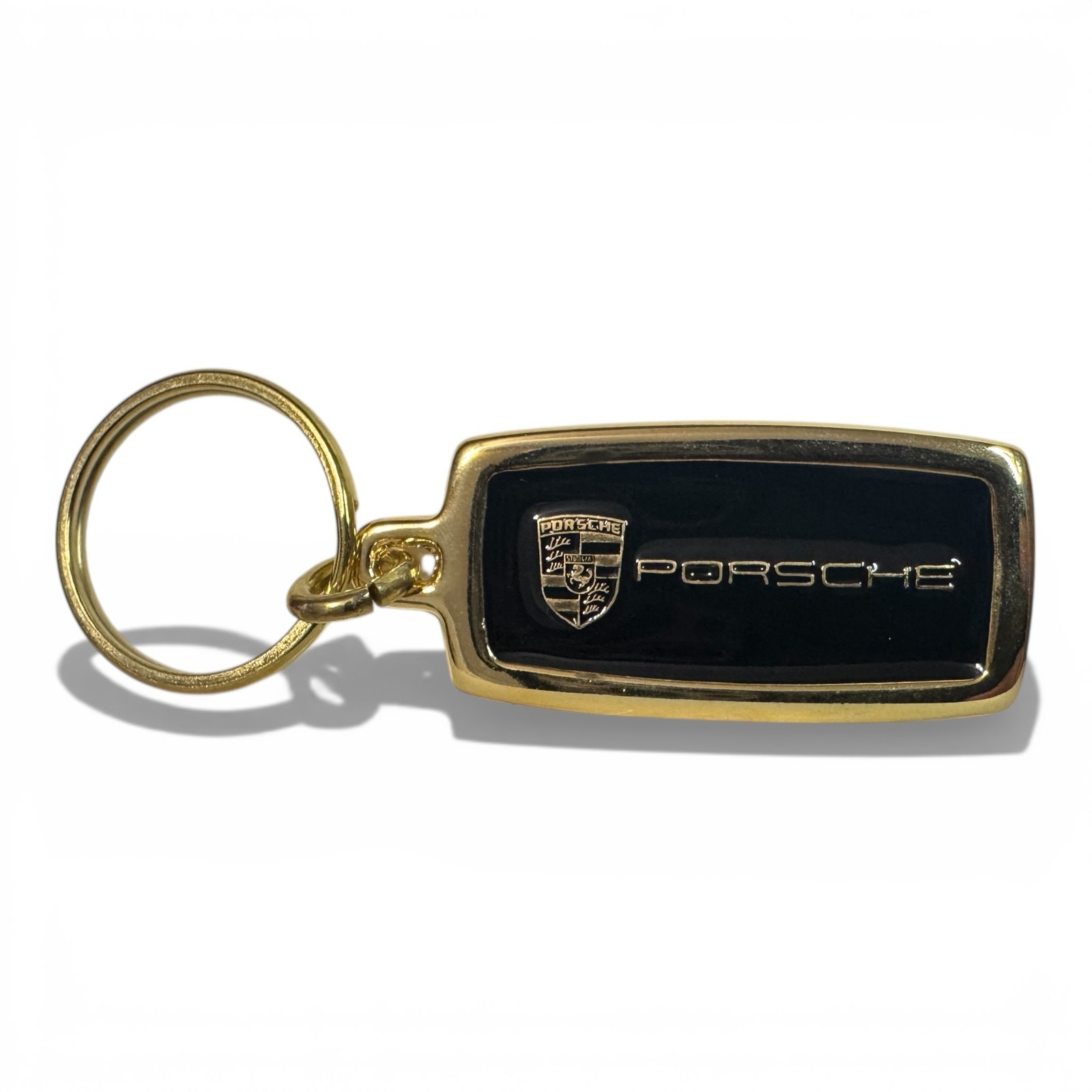 Vintage 1970’s Porsche Enamel Keychain By CARRIERS USA Gold Tone Rare FOB