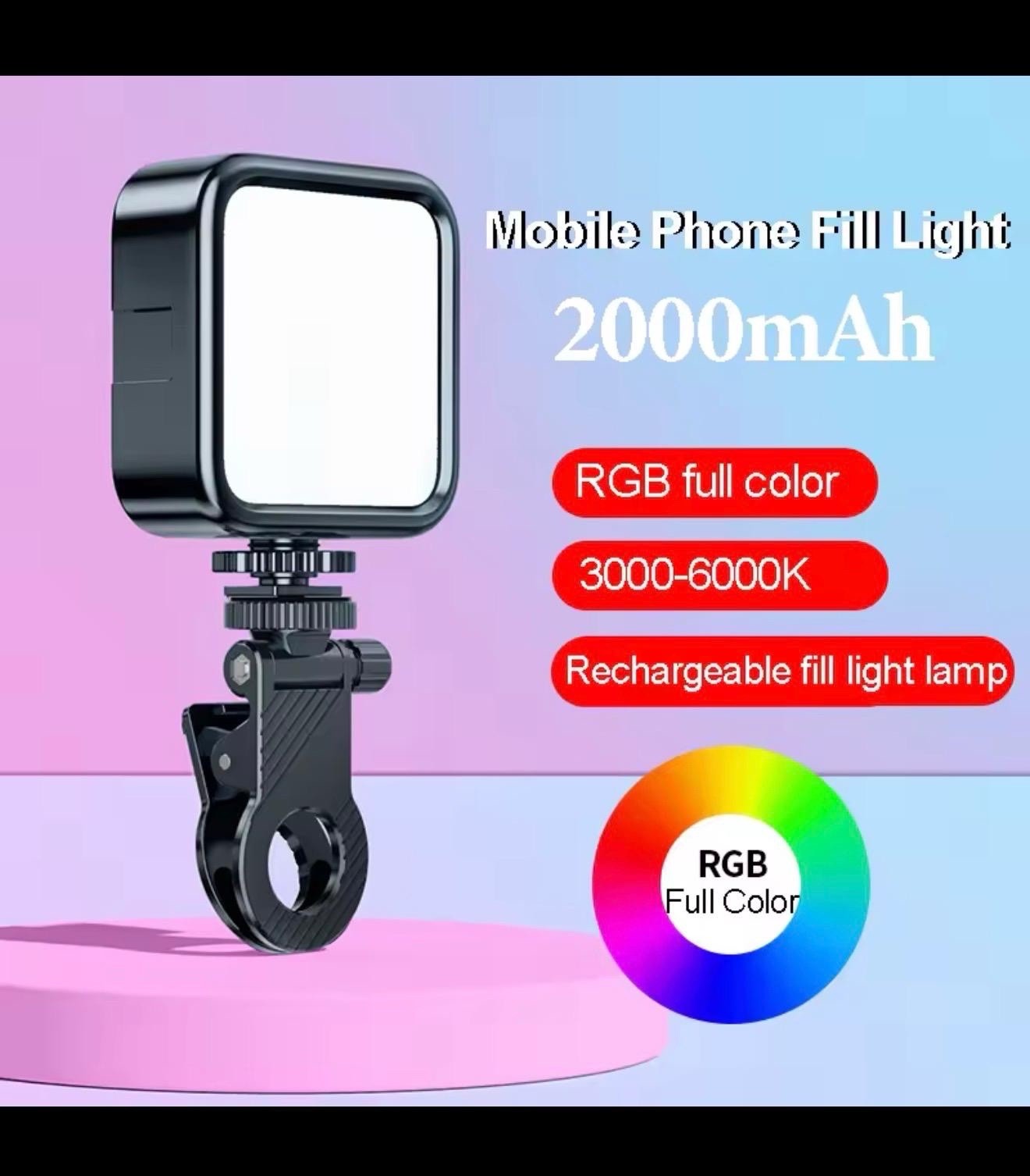 Mini RGB LED Fill Light for Phone Camera – Portable Adjustable Beauty Video Phot