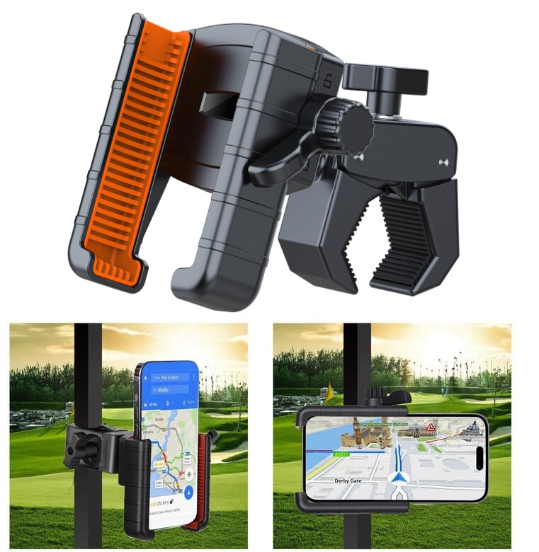 Golf Cart Phone Holder 360° Rotatable Phone Holder for Iphone, Samsung Phone