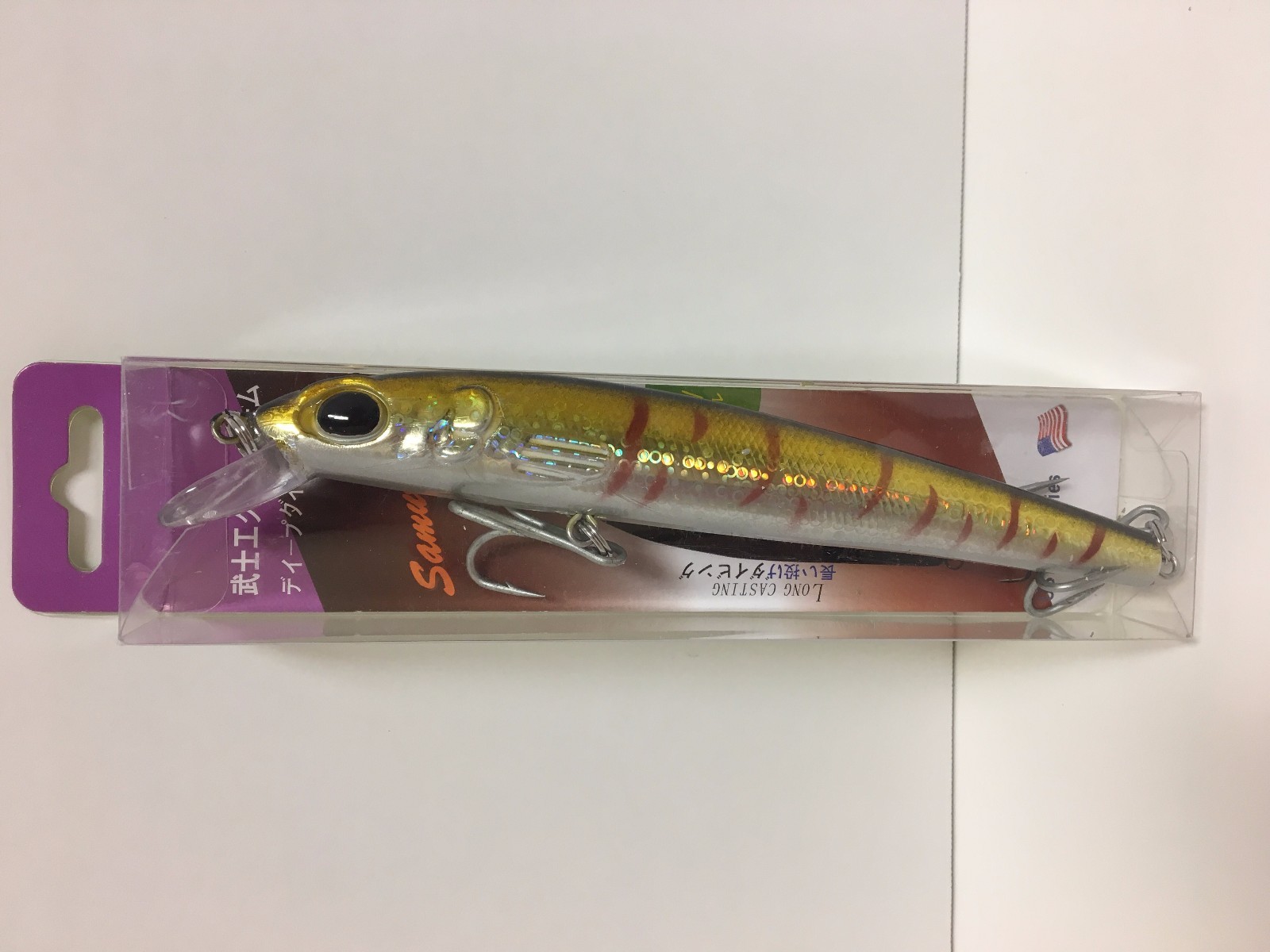 Samurai 6.5" 1.5oz AX6889 Top Water LongShot lure 2/0 treble hook (Sunrise Gold)