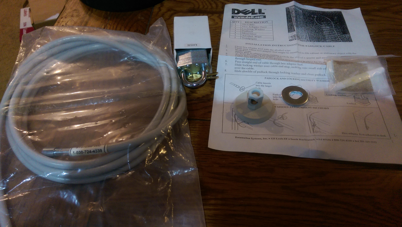 DATAMATION DELL COMPUTER SECURITY SYSTEM -- Cable & padlock NEW
