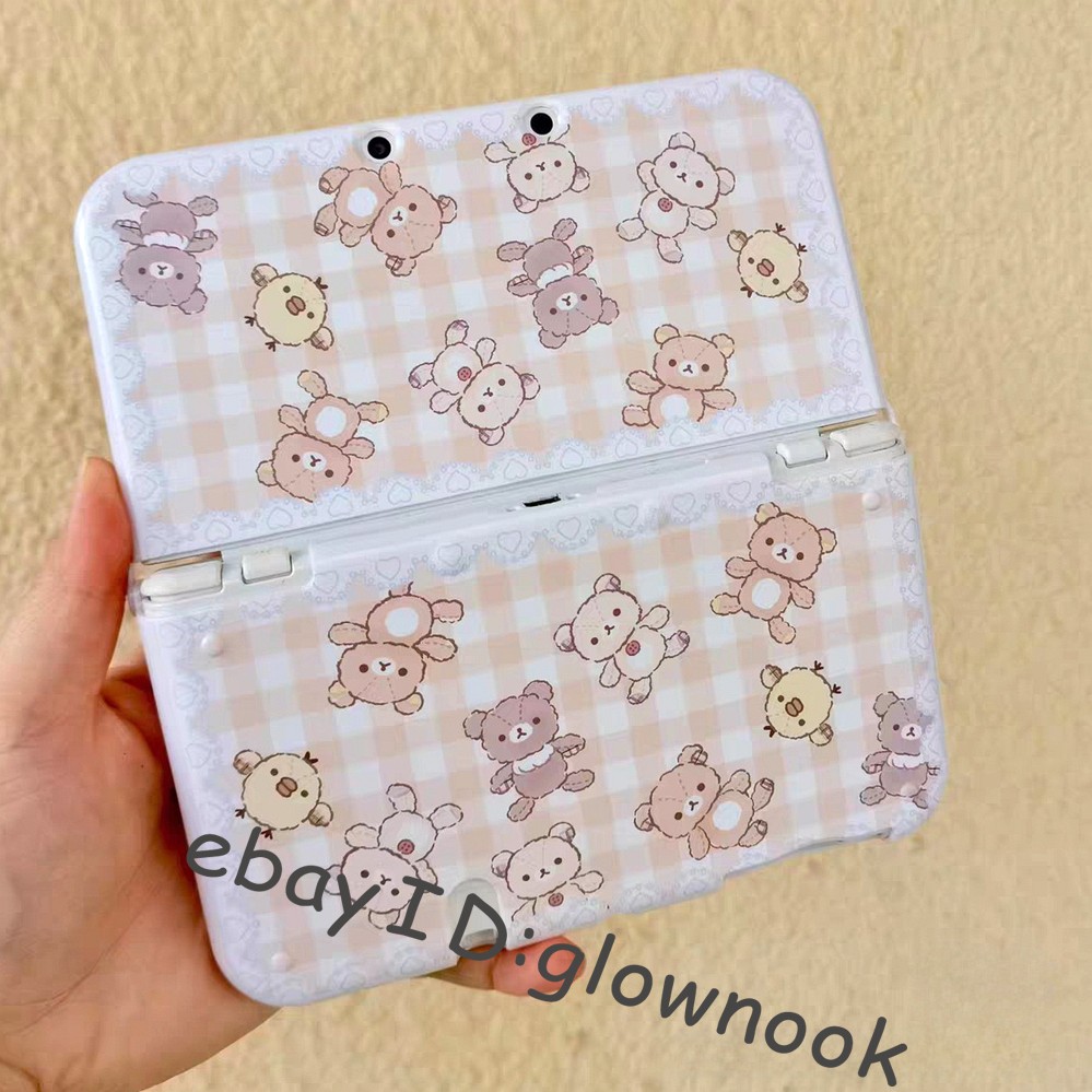 Rare Kawaii Cute Rilakkuma Pink Checkered Shell Cover Case for Nintendo series