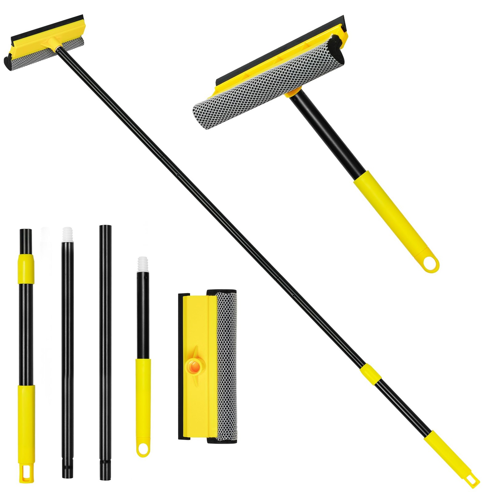 NEWE Window Squeegee with Extension Pole, 54.5 inches Car Windshield Yellow